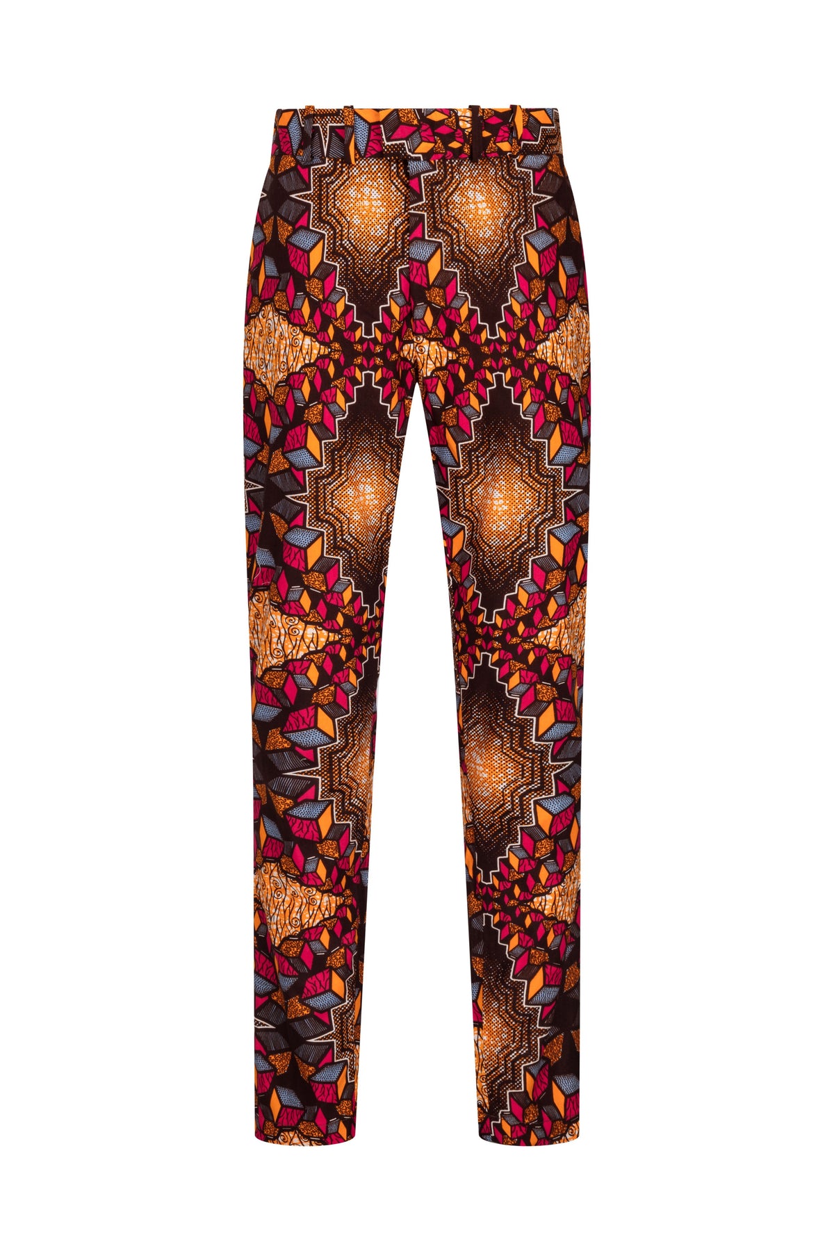 Men's African print straight leg trousers-Cubic - OHEMA OHENE AFRICAN INSPIRED FASHION