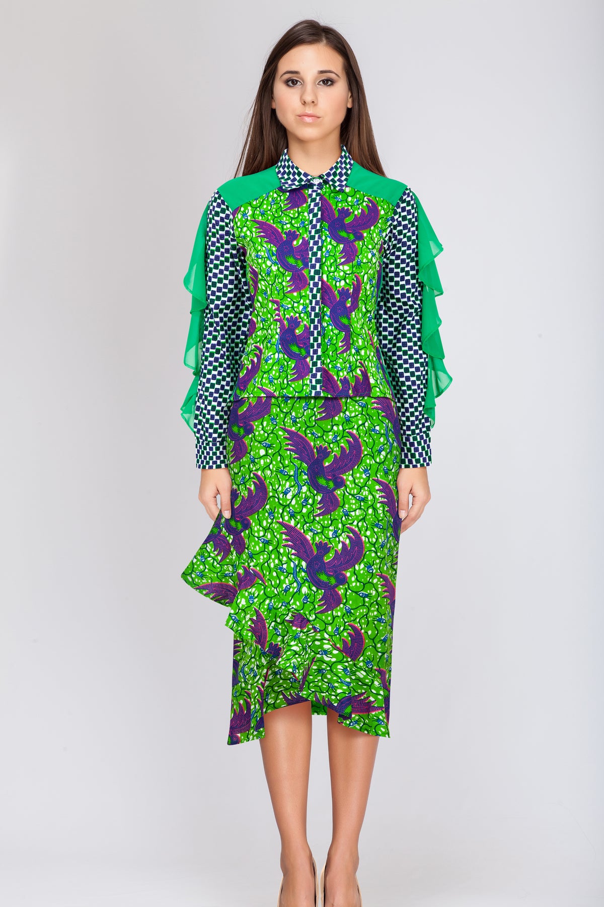 Frill detail midi skirt - OHEMA OHENE AFRICAN INSPIRED FASHION