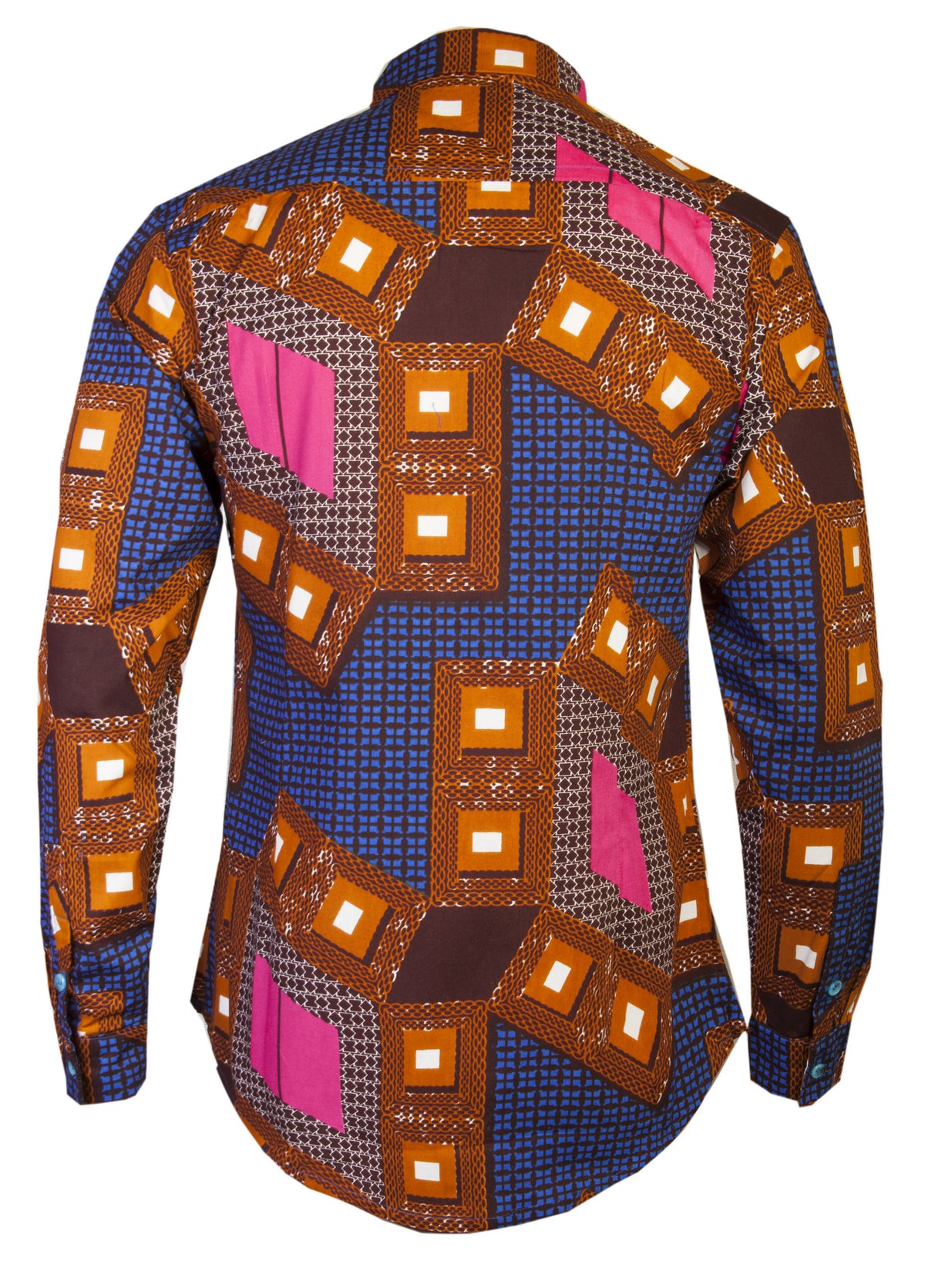 Men's African Print Pixels Bib Front Shirt - OHEMA OHENE AFRICAN INSPIRED FASHION
 - 2